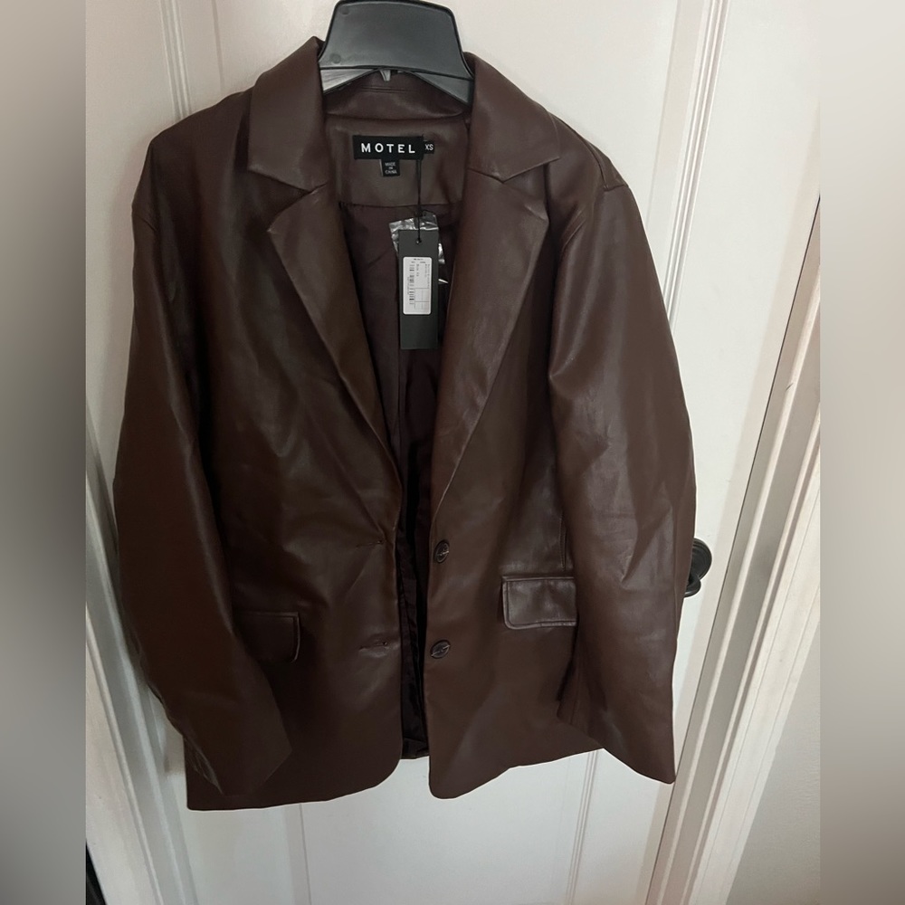 Motel Rocks Saken Brown Leather Blazer
